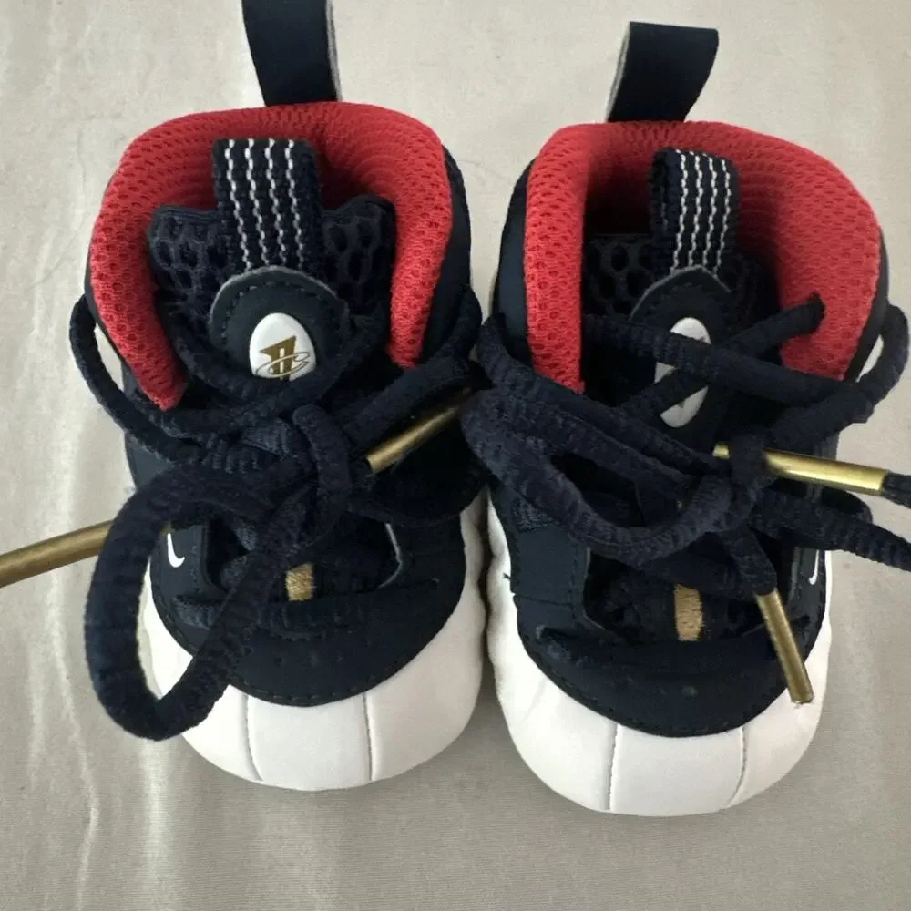 NIKE LITTLE POSITE ONE FOAMPOSITES OLYMPIC RED WHITE BLUE SHOES BABY BOY SIZE 1C